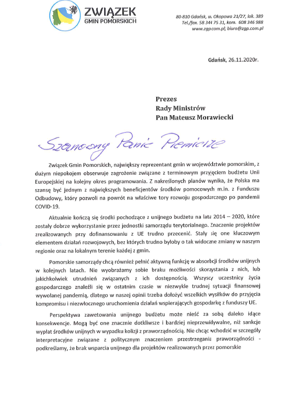 Stanowisko w sprawie blokowania wieloletniego budżetu UE