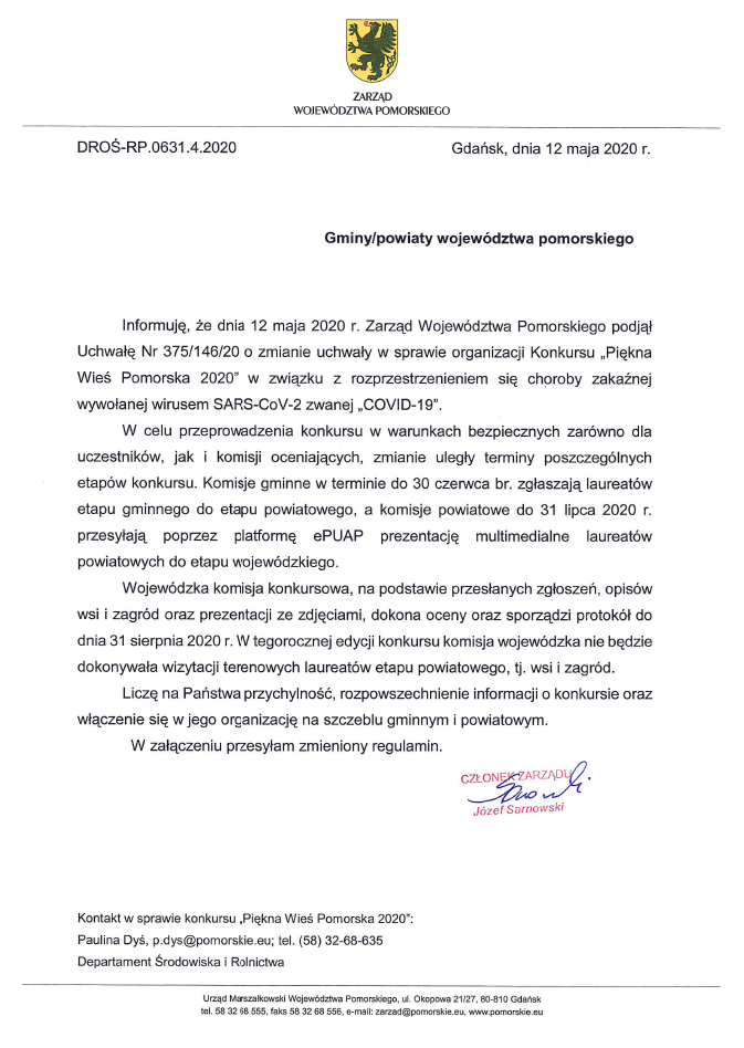 Zmiany w konkursie Piękna Wieś Pomorska 