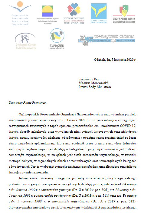 Pismo OPOS ws. zdalnych obrad organów stowarzyszeń samorządowych